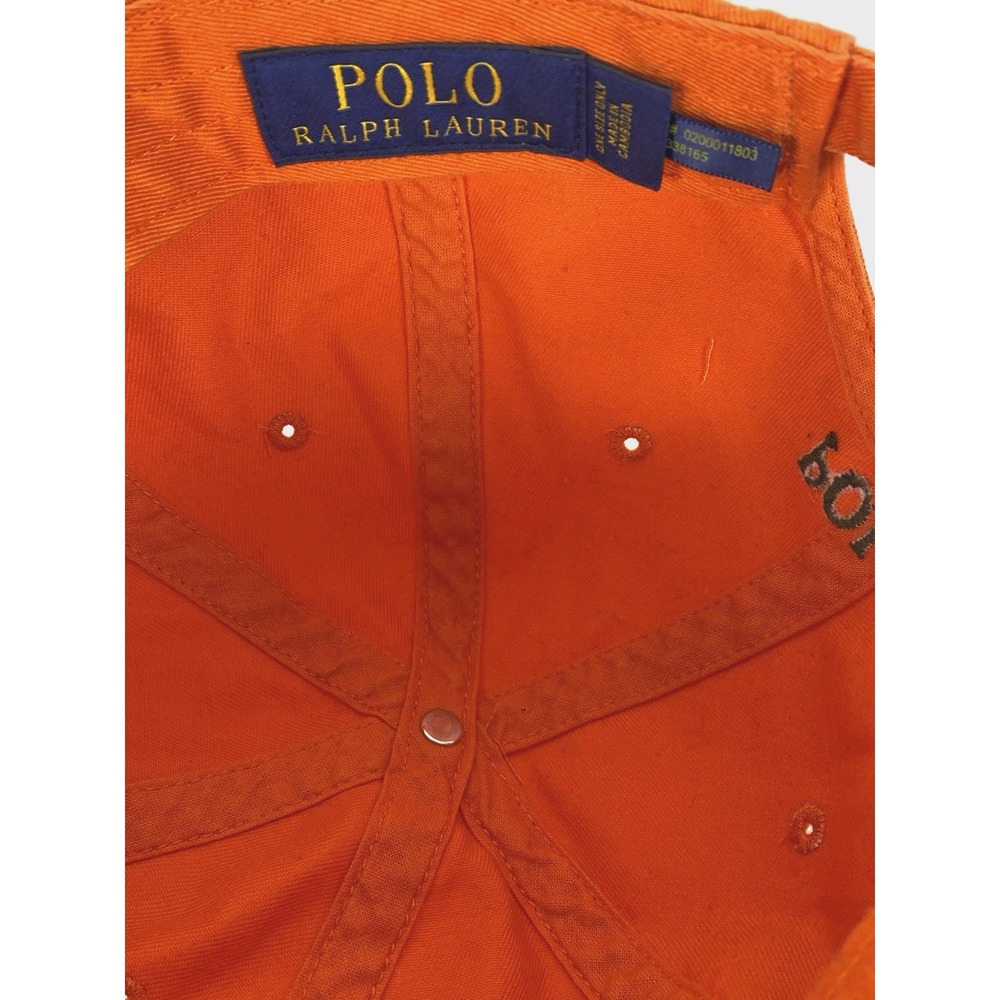 Polo Ralph Lauren Hat Cap Orange Strap Back Green Pony Embroidered One Size Dad - Picture 8 of 8